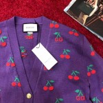 Gucci GG cherry jacquard wool knit cardigan 579932