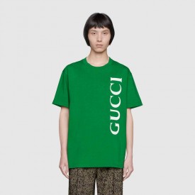 Gucci print oversize T-shirt green 565806