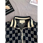 496919 GG jacquard cotton jacket blue