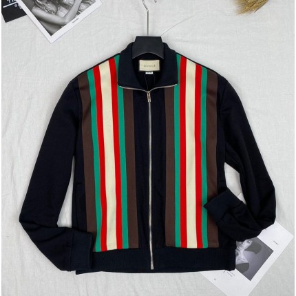 615731 Gucci Technical Jersey Zip-Up Jacket black