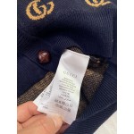 645291 Gucci Double G jacquard wool cardigan blue