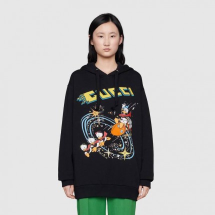 615061 Disney x Gucci Donald Duck hooded sweatshirt black