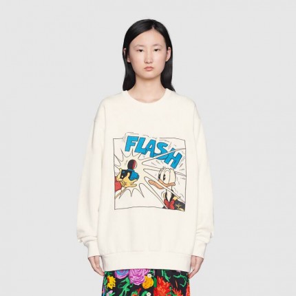 617964 Disney x Gucci Donald Duck cotton sweatshirt white