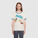 645302 Donald Duck print cotton linen T-shirt ivory