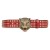 Gucci Red Leather studs belt with feline head 409420