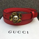 Gucci Leather belt with metal flower 431438