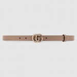 Gucci Leather belt with pearl Double G buckle 476342