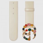 Gucci Leather belt with crystal Double G buckle 513183