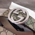 Gucci GG Supreme belt with G buckle beige brown 411924
