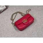Gucci GG Marmont matelassé leather super mini bag red 476433