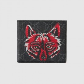 Gucci GG Supreme wallet with wolf beige 451268