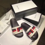 Gucci Satin slide with Web bow white 498316