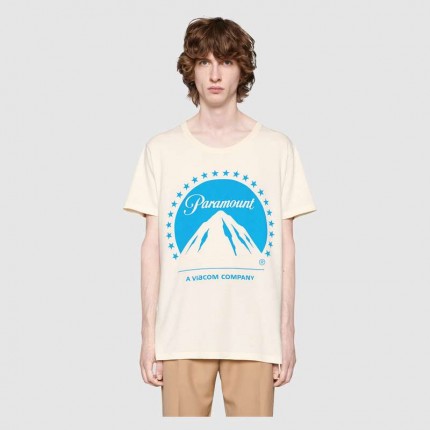 Gucci Oversize T-shirt with Paramount logo 493117