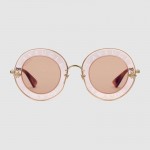Gucci Round-frame metal sunglasses 470459-7587