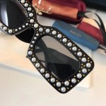 Gucci Rectangular-frame acetate sunglasses with pearls 470473-1012