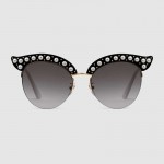 Gucci Cat eye acetate sunglasses with pearls 491440-1011