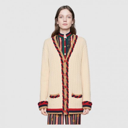 Gucci Cable knit cashmere wool cardigan 526698